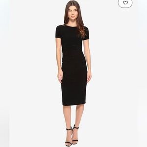 NORMA KAMALI Short Sleeve Crew Neck Shirred Waist Dress